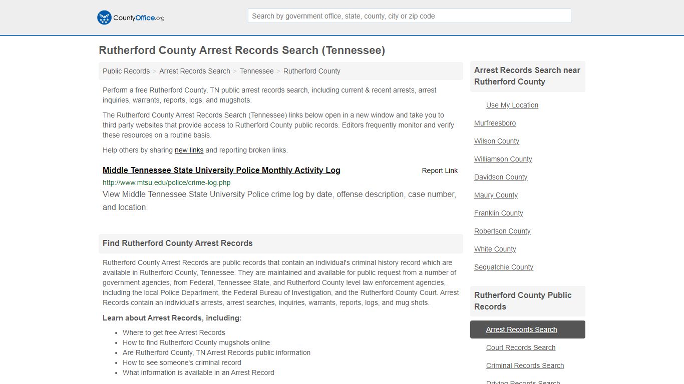 Arrest Records Search - Rutherford County, TN (Arrests ...