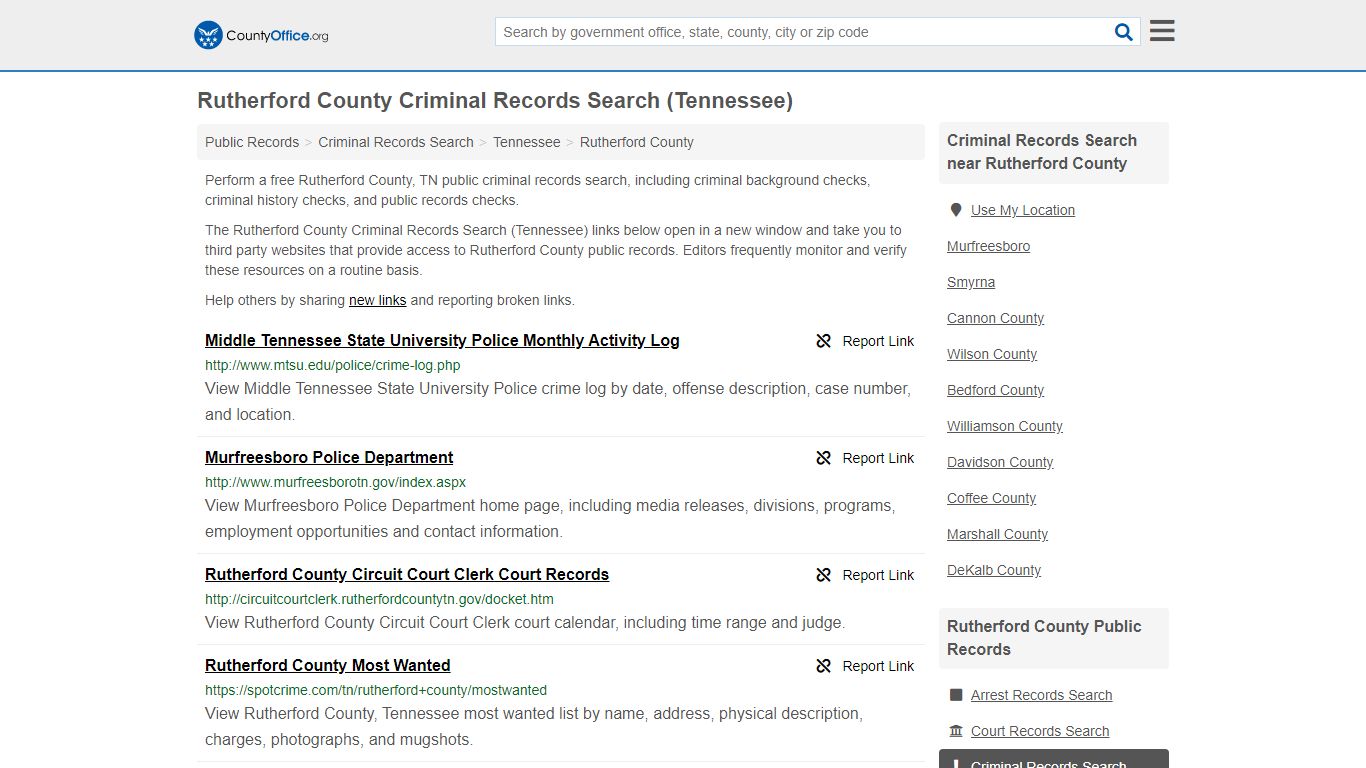 Criminal Records Search - Rutherford County, TN (Arrests ...
